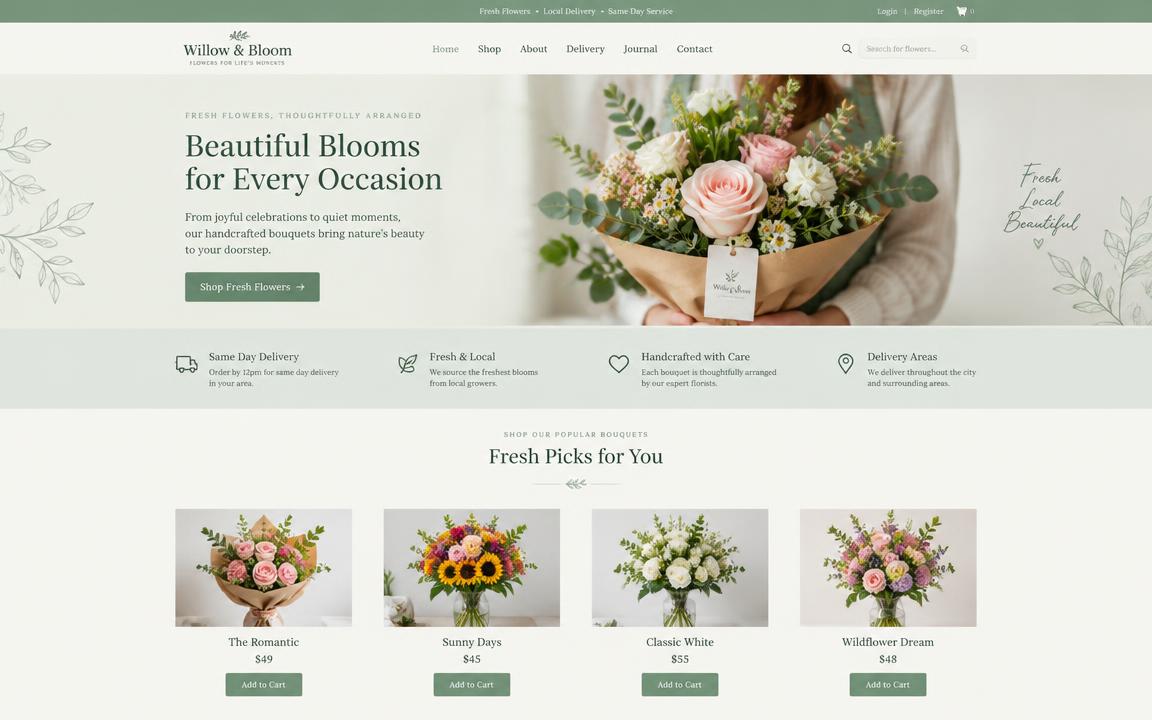 Bloom & Vine website preview