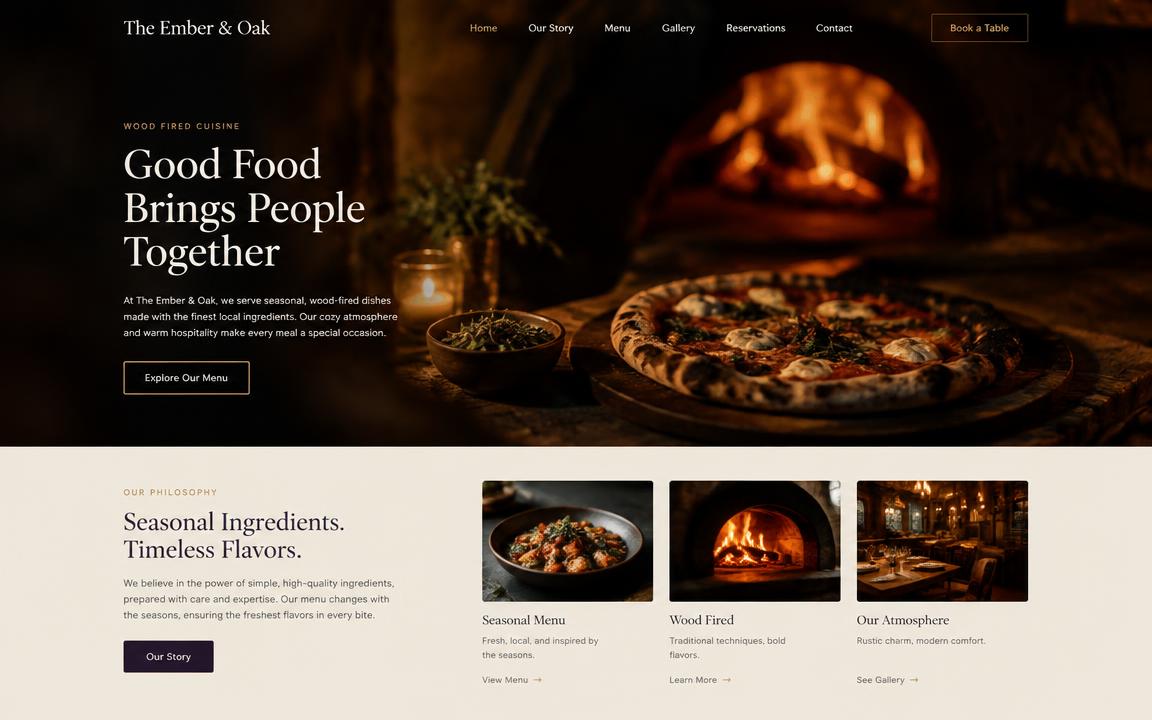 Ember Kitchen website preview